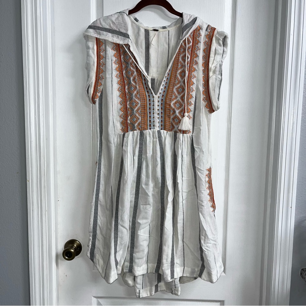 Free People White Dress with Orange Embroidery